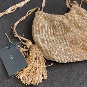 Zara crochet and beaded bag.